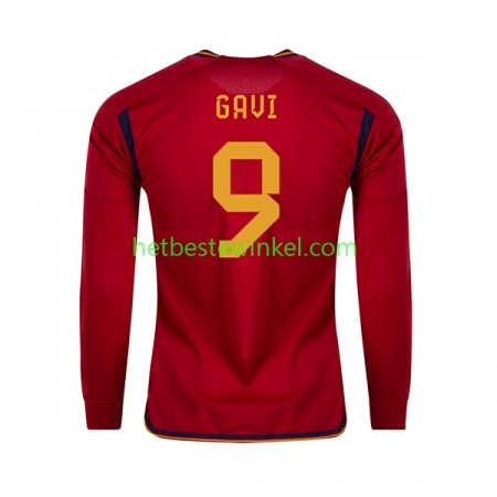 Spanje Gavi 9 Voetbalshirts Thuis WK 2022 - LS